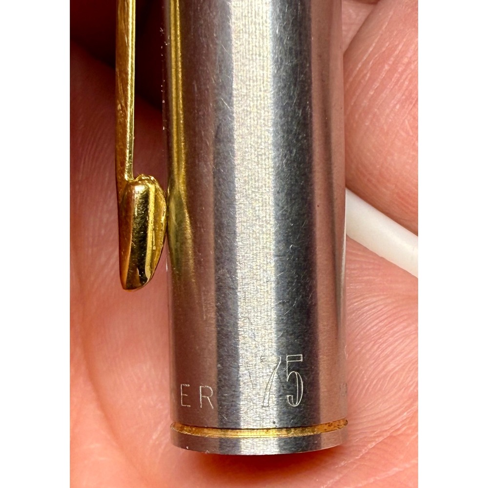 Parker 75 Pen Cap Vintage Brushed Stainless Gold Trim Arrow Clip PE-8957-1 - Picture 8 of 9